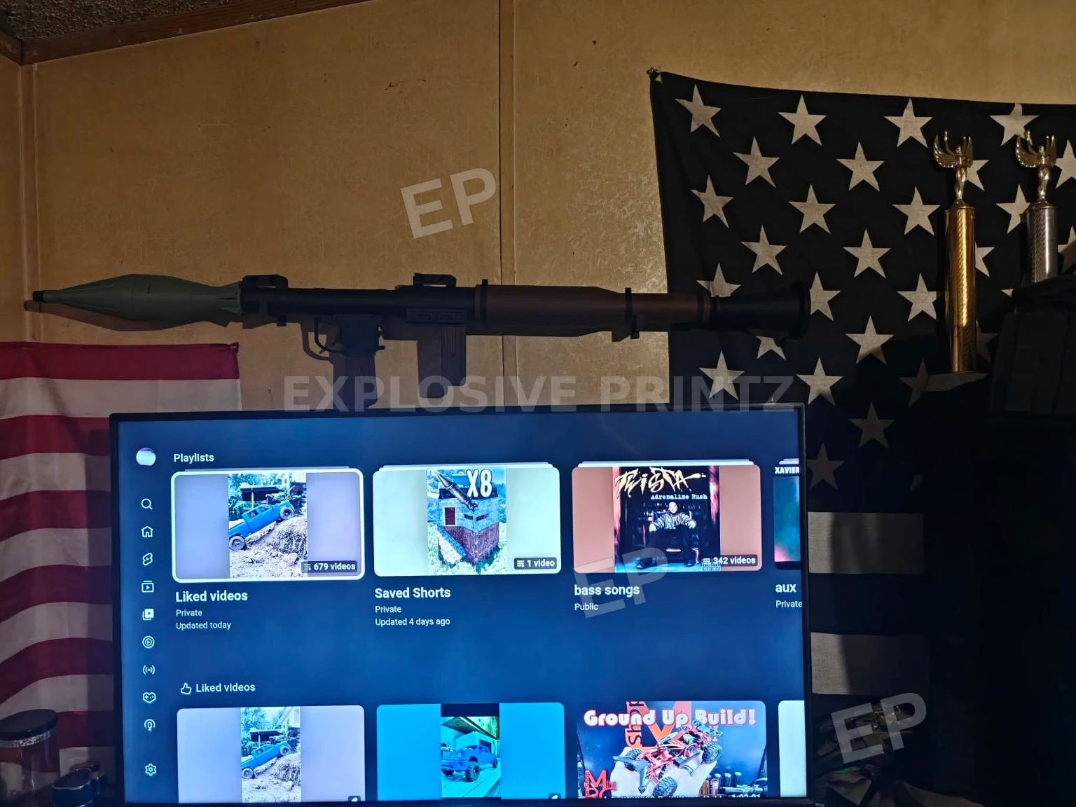 RPG wall art above a TV
